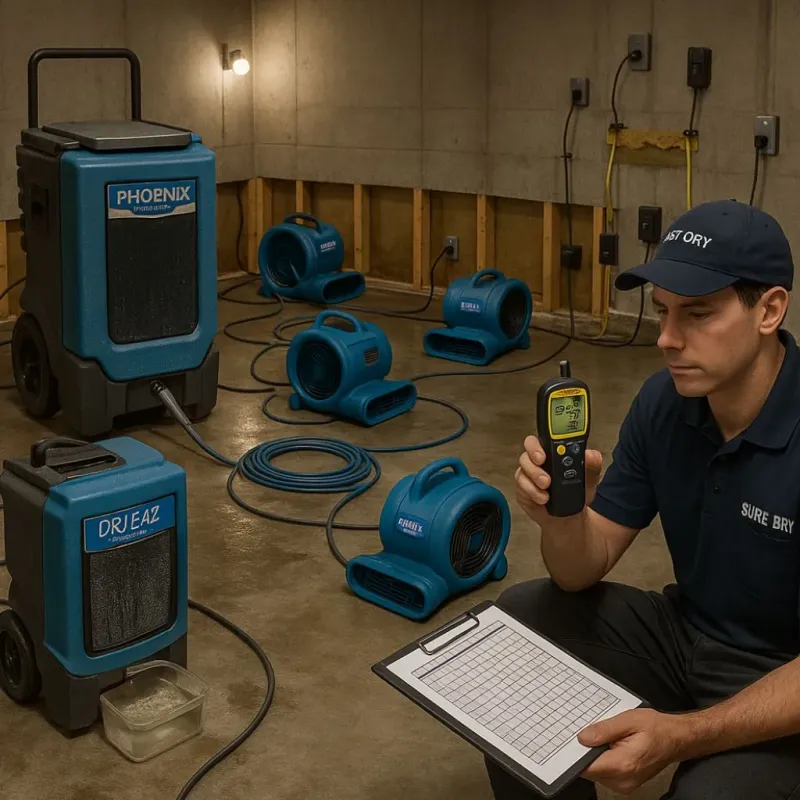 Structural Drying and Dehumidification process in Farmers Branch, TX